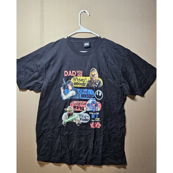 Star Wars Men Size XL Black T-Shirt Han Solo Yoda Chewy R2-D2 Fathers Day Theme - Picture 1 of 3